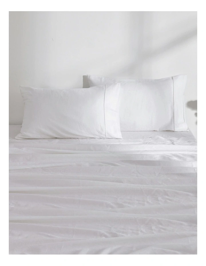 Linen Cotton Sheet Set in White image 2