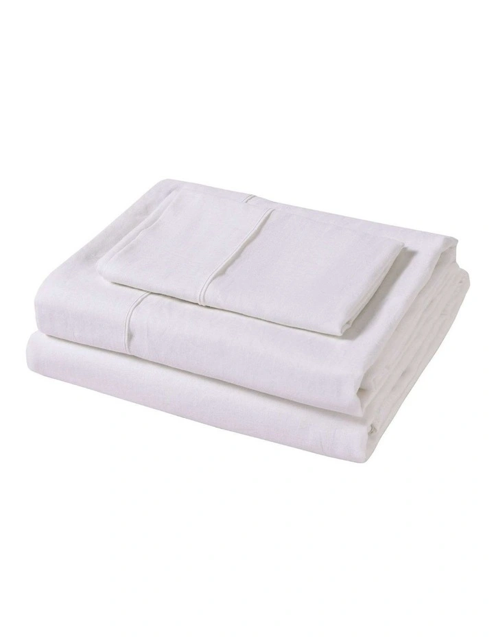Linen Cotton Sheet Set in White image 5