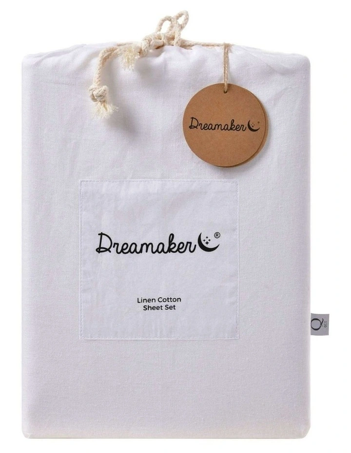 Linen Cotton Sheet Set in White image 7