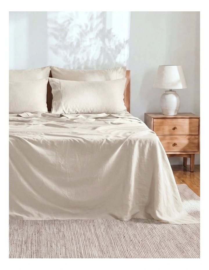 Linen Cotton Sheet Set in Oatmeal image 1