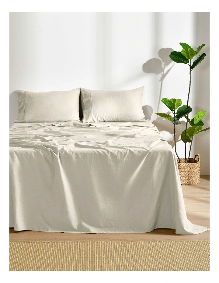 Linen Cotton Sheet Set in Oatmeal image 1