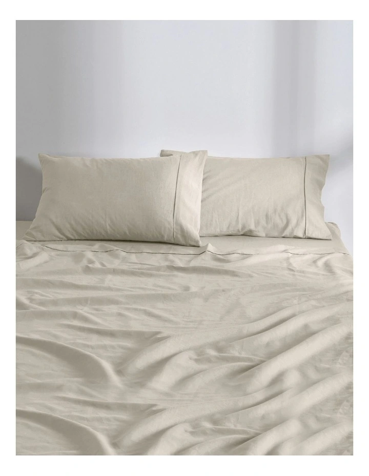 Linen Cotton Sheet Set in Oatmeal image 2
