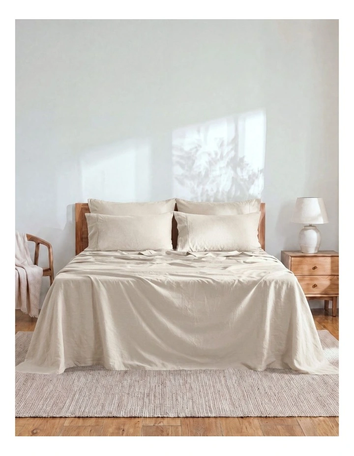 Linen Cotton Sheet Set in Oatmeal image 6