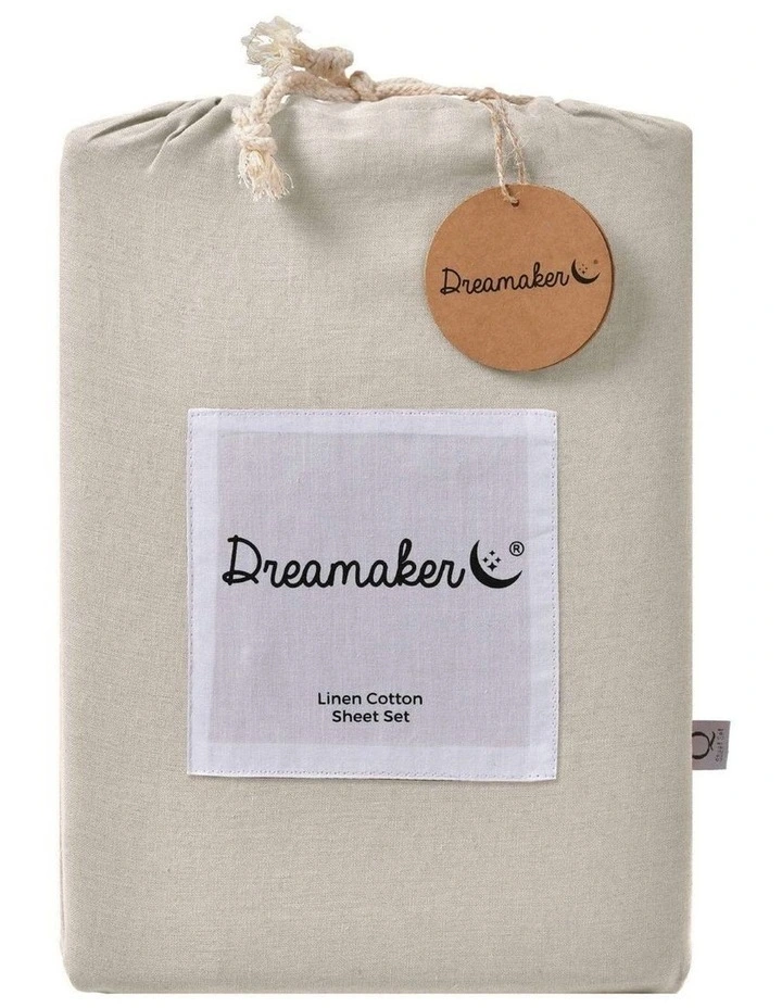 Linen Cotton Sheet Set in Oatmeal image 7