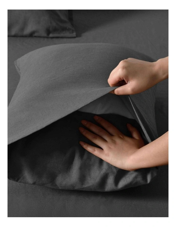 Linen Cotton Sheet Set in Charcoal image 3