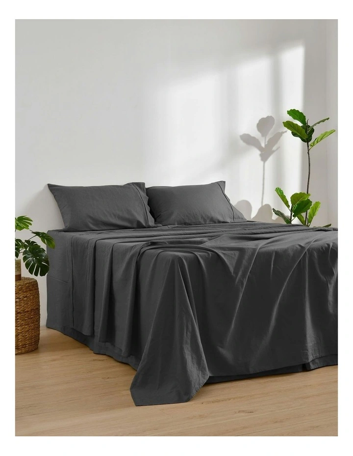 Linen Cotton Sheet Set in Charcoal image 3