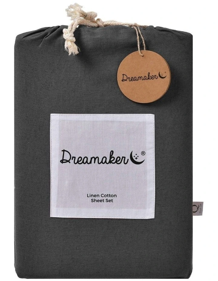 Linen Cotton Sheet Set in Charcoal image 7