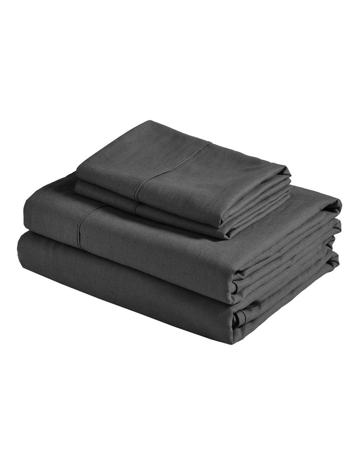 Linen Cotton Sheet Set in Charcoal image 7