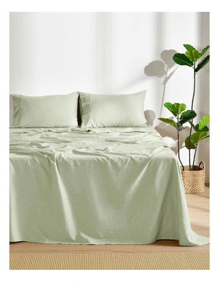 Linen Cotton Sheet Set in Sage image 1