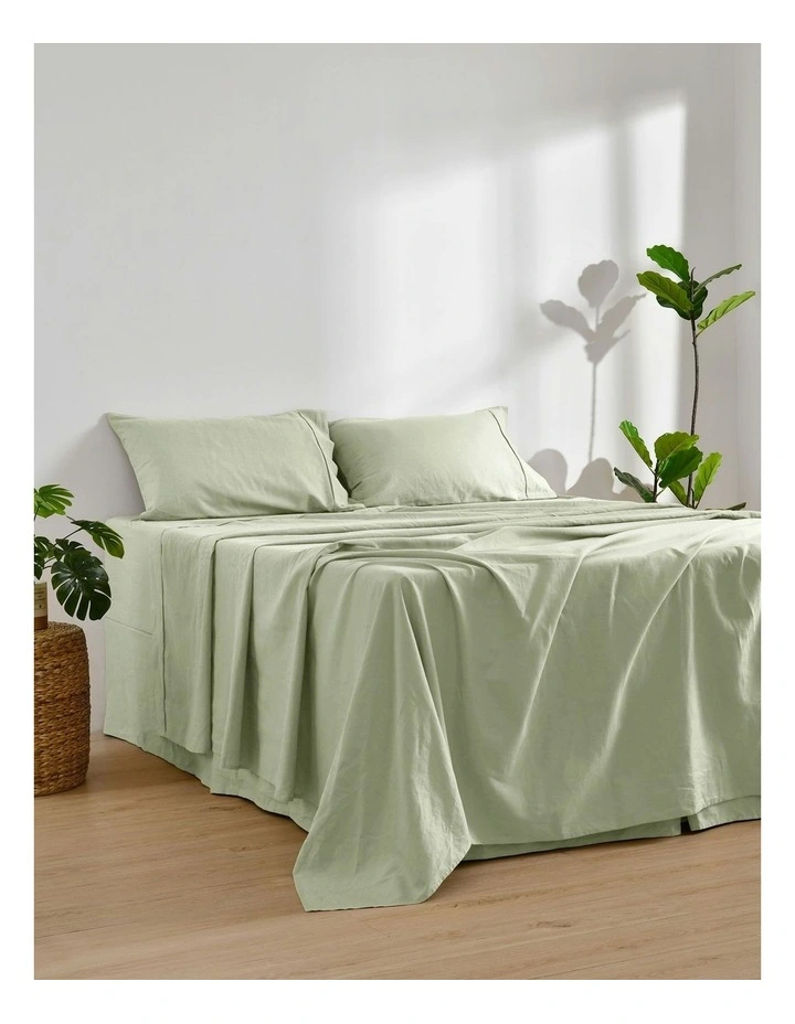 Linen Cotton Sheet Set in Sage image 3