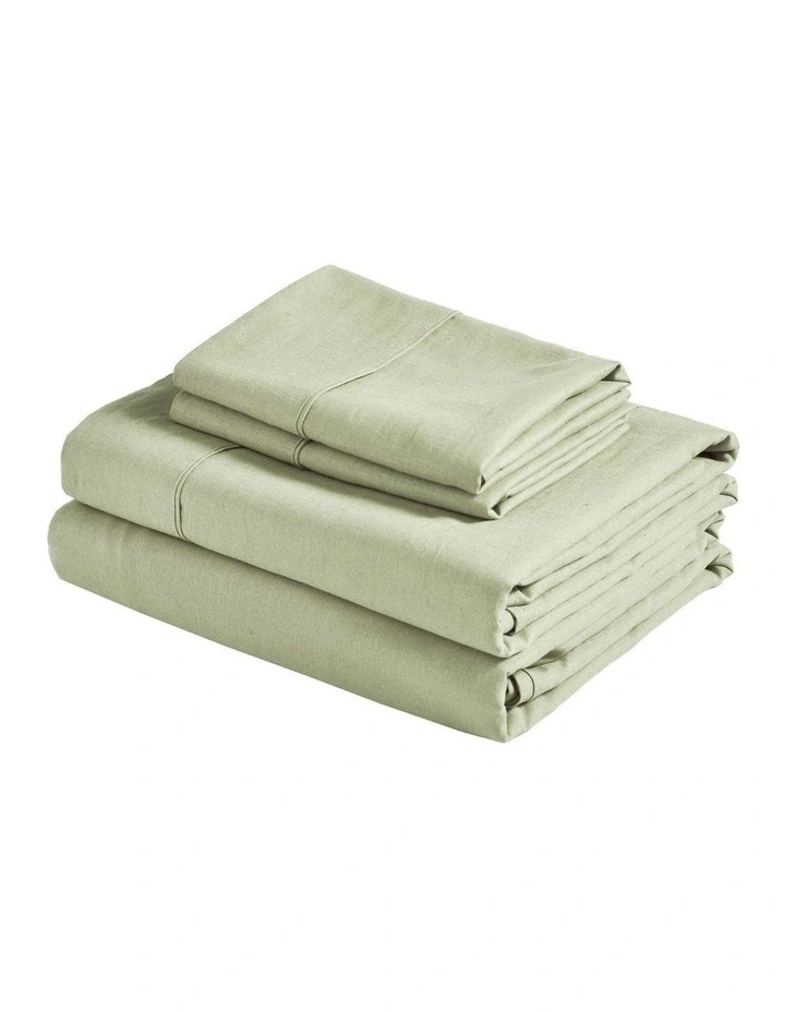 Linen Cotton Sheet Set in Sage image 5