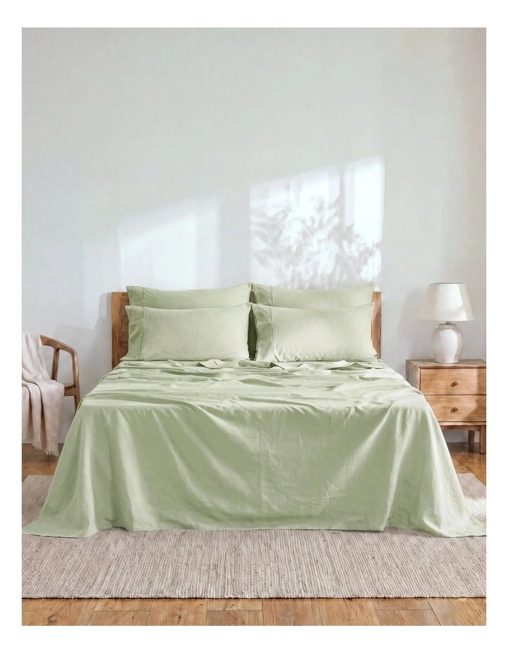 Linen Cotton Sheet Set in Sage image 6