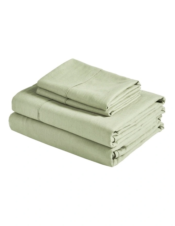 Linen Cotton Sheet Set in Sage image 7