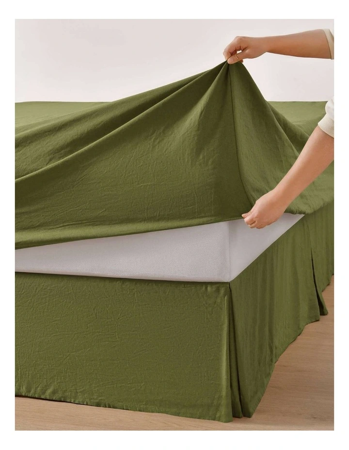 Linen Cotton Sheet Set in Olive image 2