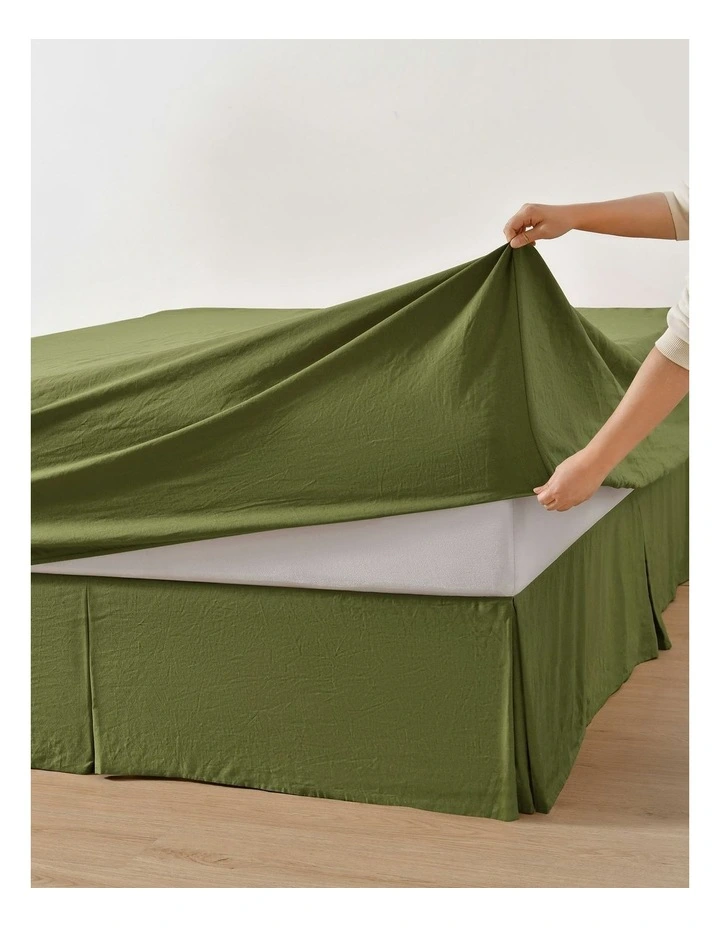 Linen Cotton Sheet Set in Olive image 4