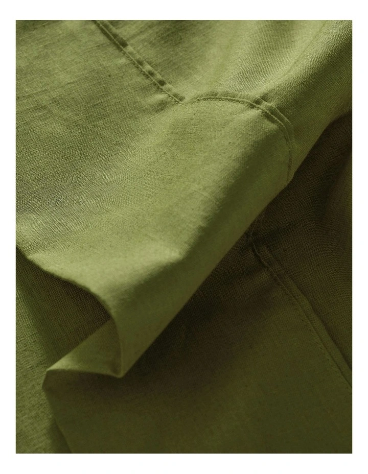 Linen Cotton Sheet Set in Olive image 6