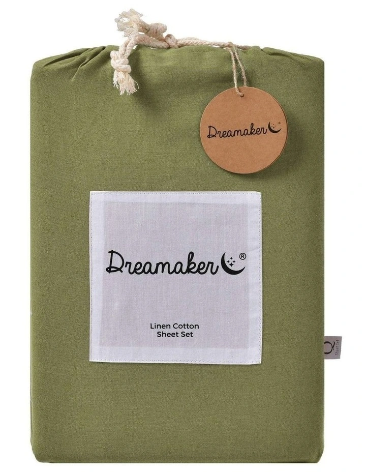Linen Cotton Sheet Set in Olive image 7