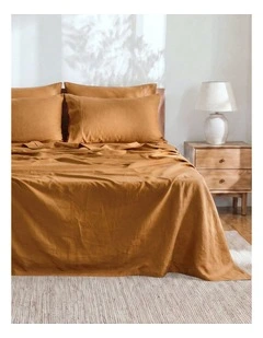 Linen Cotton Sheet Set in Rust