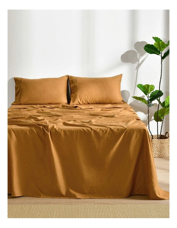 Linen Cotton Sheet Set in Rust image 1