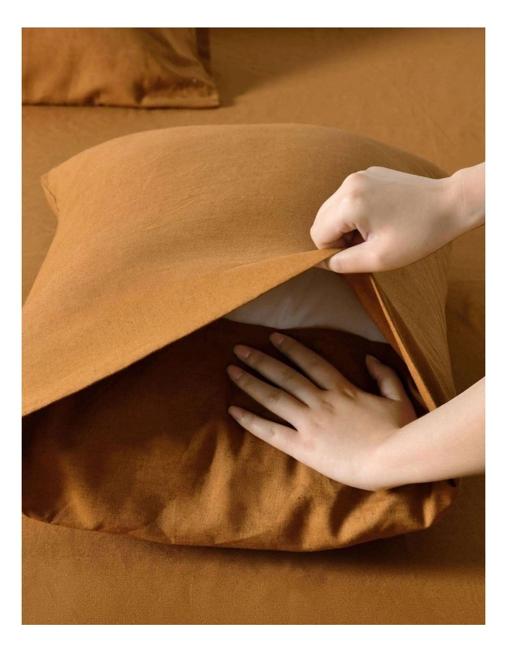 Linen Cotton Sheet Set in Rust image 3