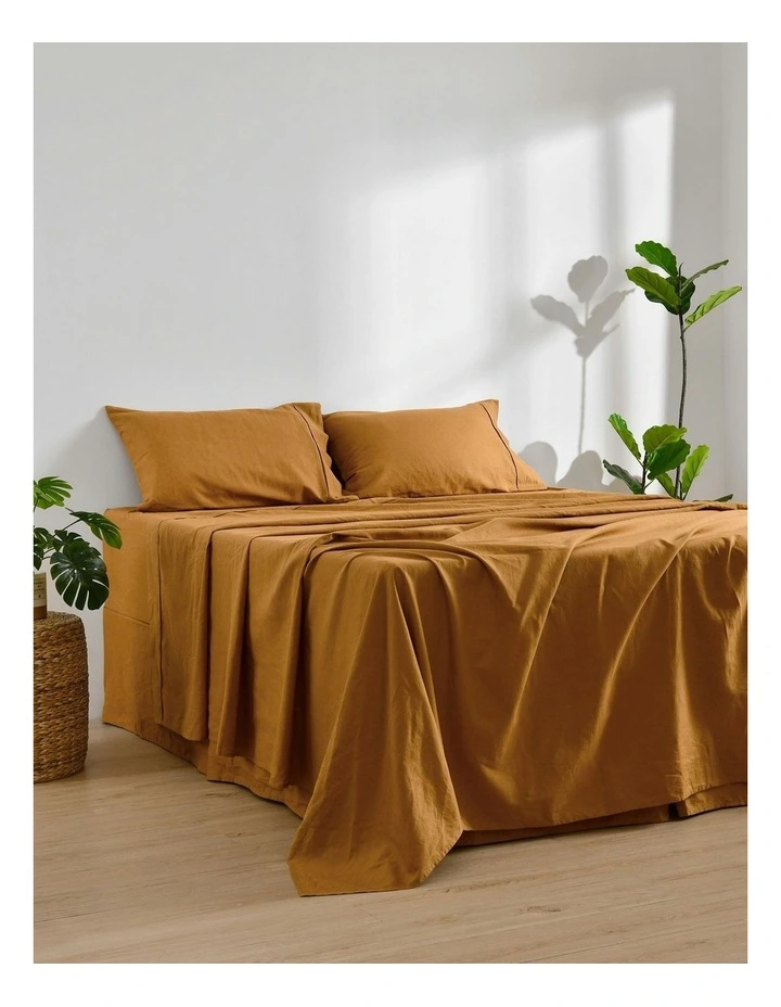 Linen Cotton Sheet Set in Rust image 3