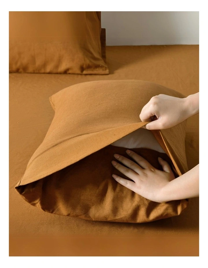 Linen Cotton Sheet Set in Rust image 5