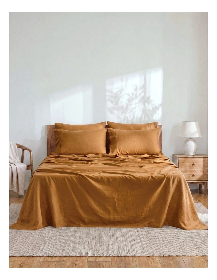 Linen Cotton Sheet Set in Rust image 6