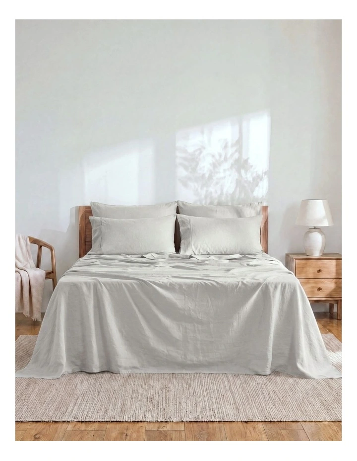 Linen Cotton Sheet Set in Dove Grey image 6