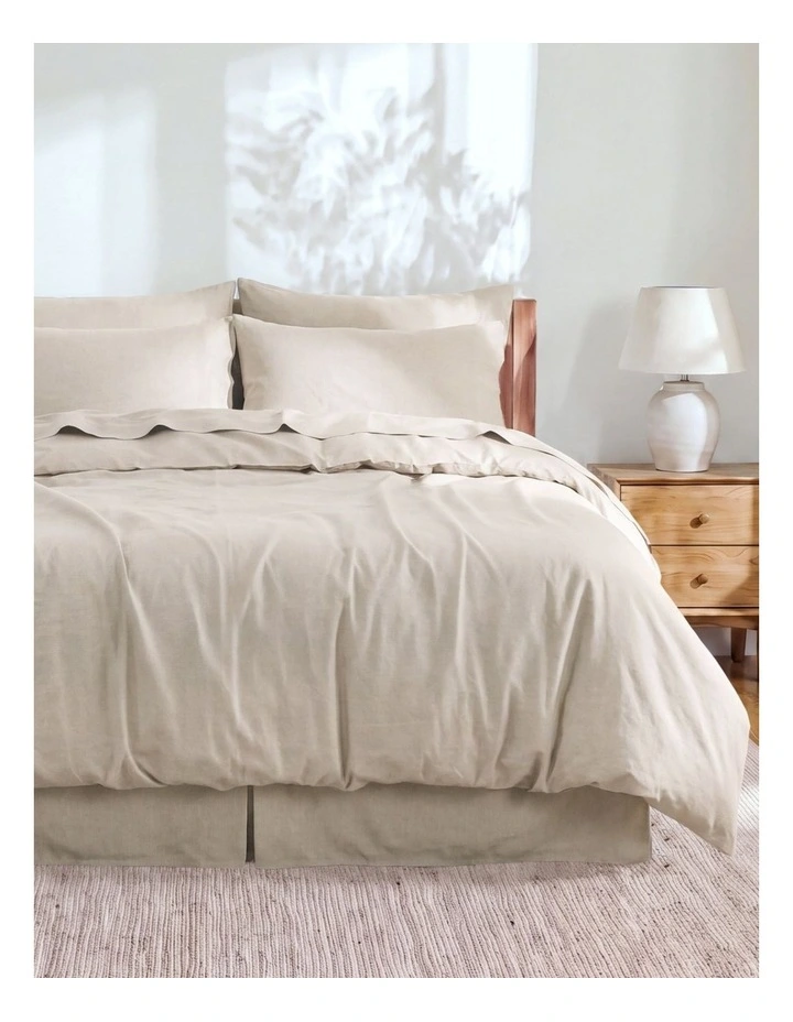 Linen Cotton Quilt Cover Set in Oatmeal image 1