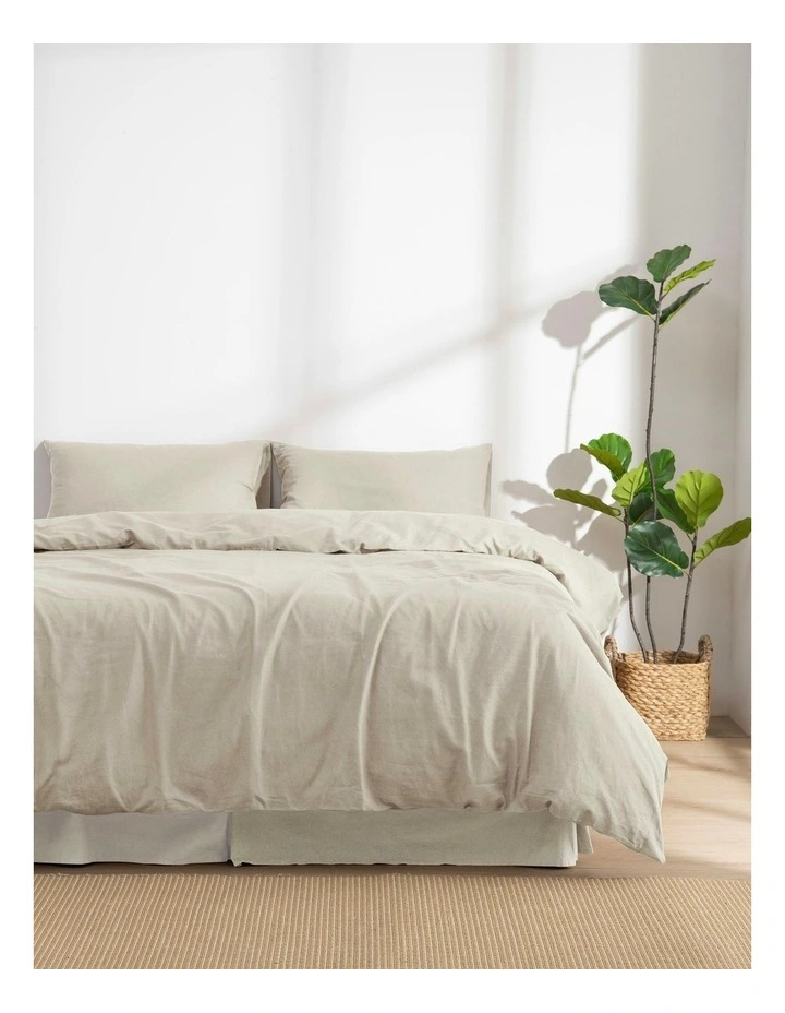 Linen Cotton Quilt Cover Set in Oatmeal image 1