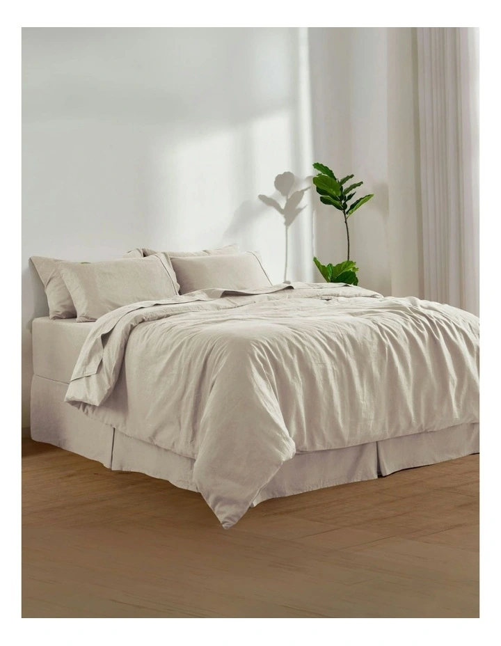 Linen Cotton Quilt Cover Set in Oatmeal image 2