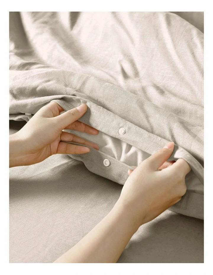 Linen Cotton Quilt Cover Set in Oatmeal image 4