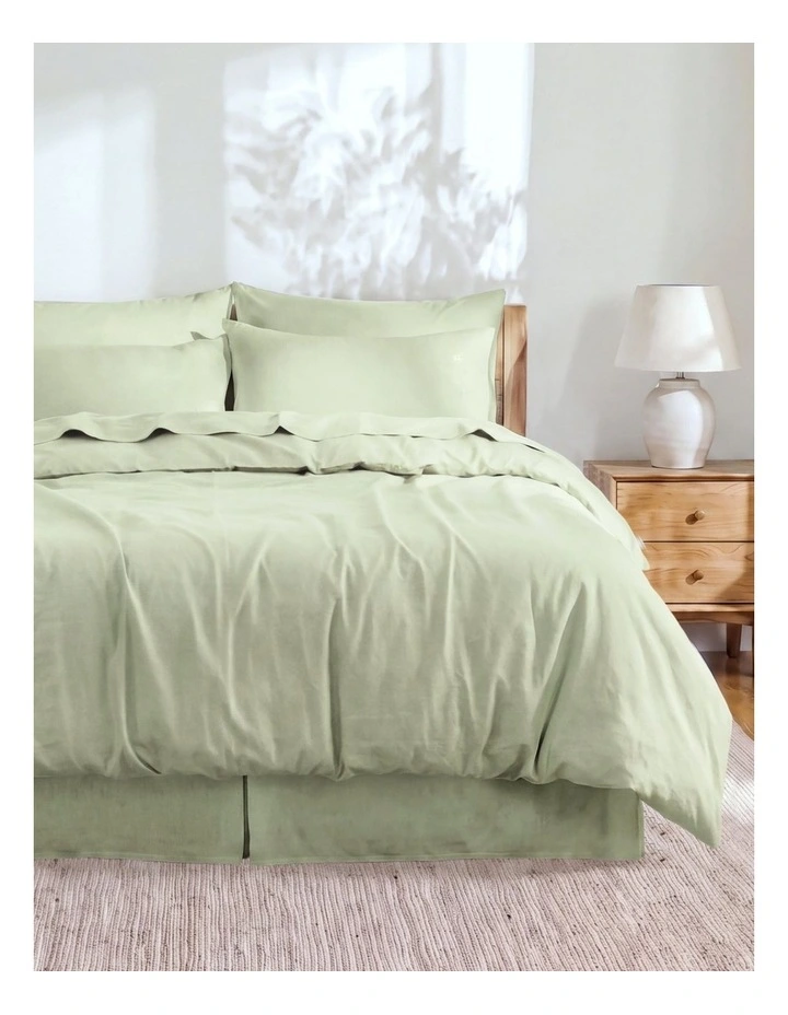 Linen Cotton Quilt Cover Set in Sage image 1