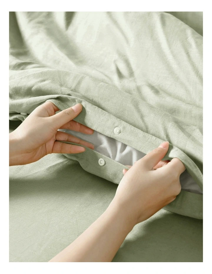 Linen Cotton Quilt Cover Set in Sage image 4
