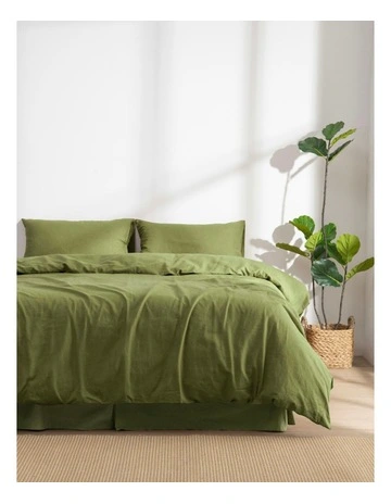 Linen Cotton Quilt Cover Set in Olive