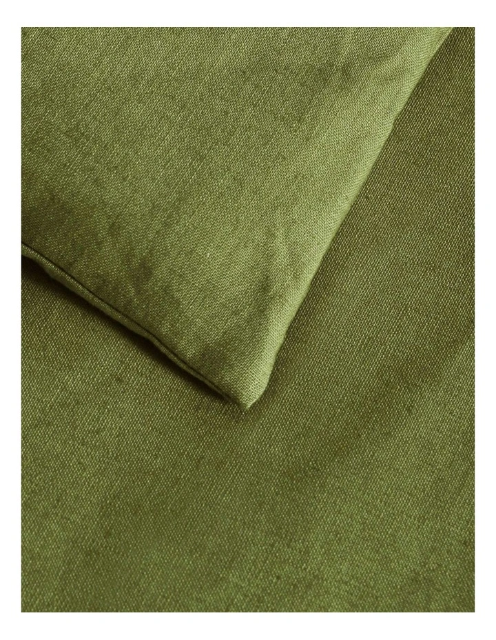 Linen Cotton Quilt Cover Set in Olive image 4