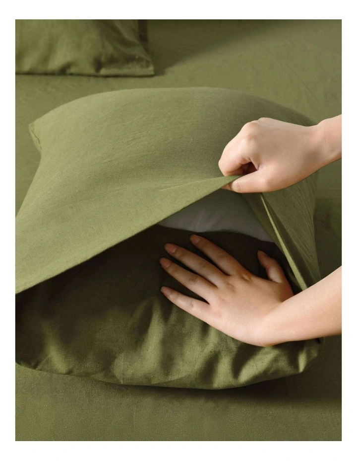 Linen Cotton Quilt Cover Set in Olive image 5