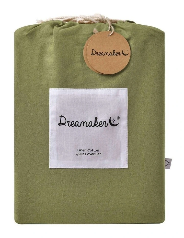 Linen Cotton Quilt Cover Set in Olive image 6