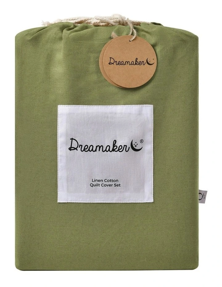Linen Cotton Quilt Cover Set in Olive image 7