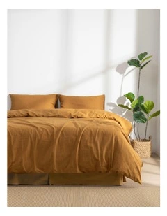 Linen Cotton Quilt Cover Set in Rust