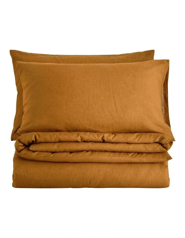 Linen Cotton Quilt Cover Set in Rust image 2