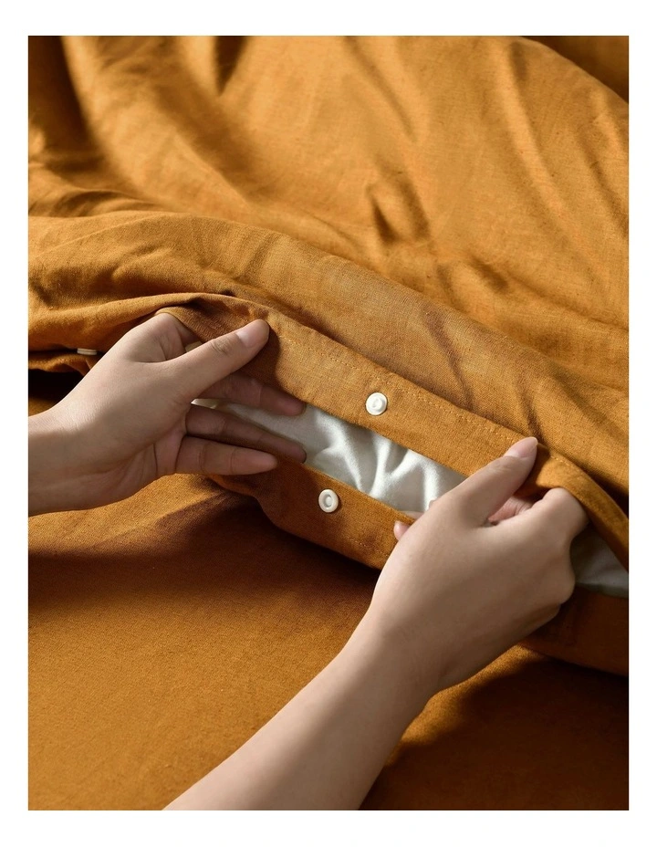 Linen Cotton Quilt Cover Set in Rust image 4