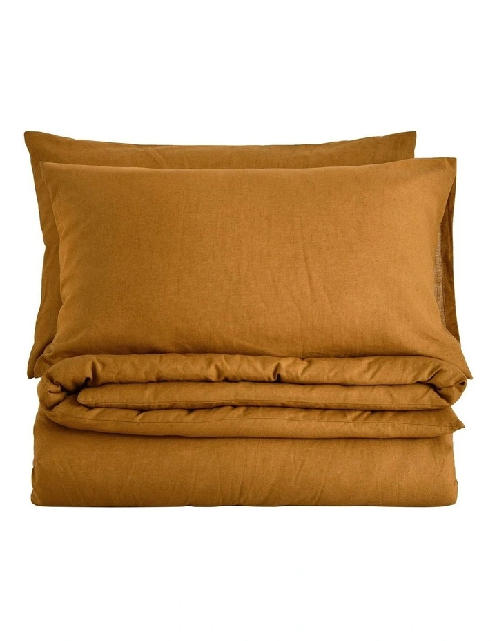 Linen Cotton Quilt Cover Set in Rust image 6