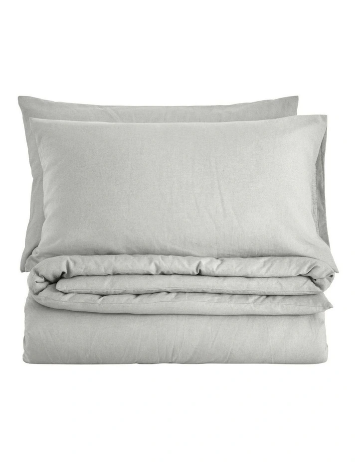Linen Cotton Quilt Cover Set in Dove Grey image 2