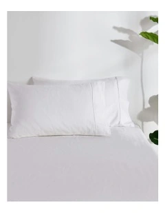 Linen Cotton Standard Pillowcase Twin Pack in White
