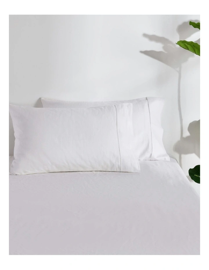 Linen Cotton Standard Pillowcase Twin Pack in White image 1