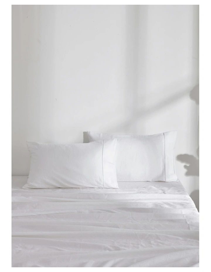 Linen Cotton Standard Pillowcase Twin Pack in White image 2