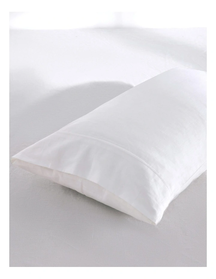 Linen Cotton Standard Pillowcase Twin Pack in White image 3