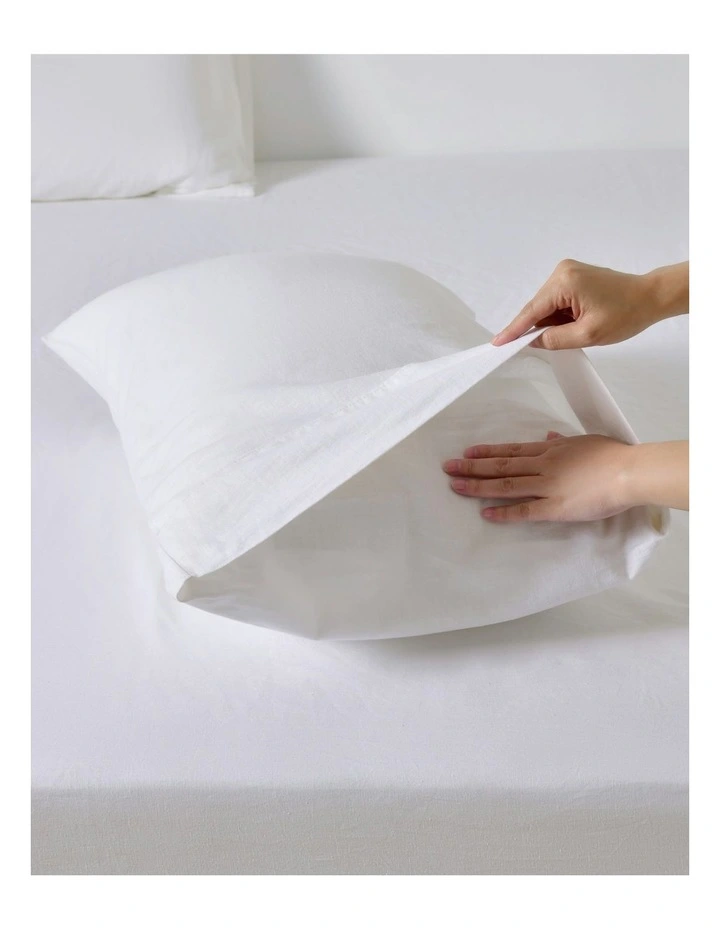 Linen Cotton Standard Pillowcase Twin Pack in White image 5