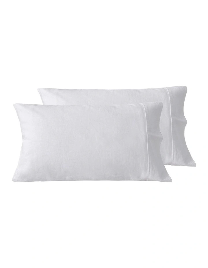 Linen Cotton Standard Pillowcase Twin Pack in White image 6
